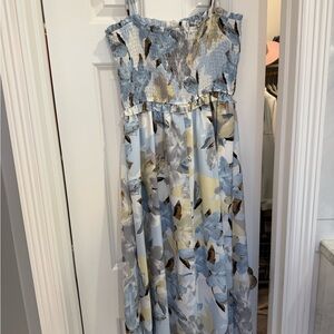 Amazon Women's Floral Maxi Dress - Blue and Yellow